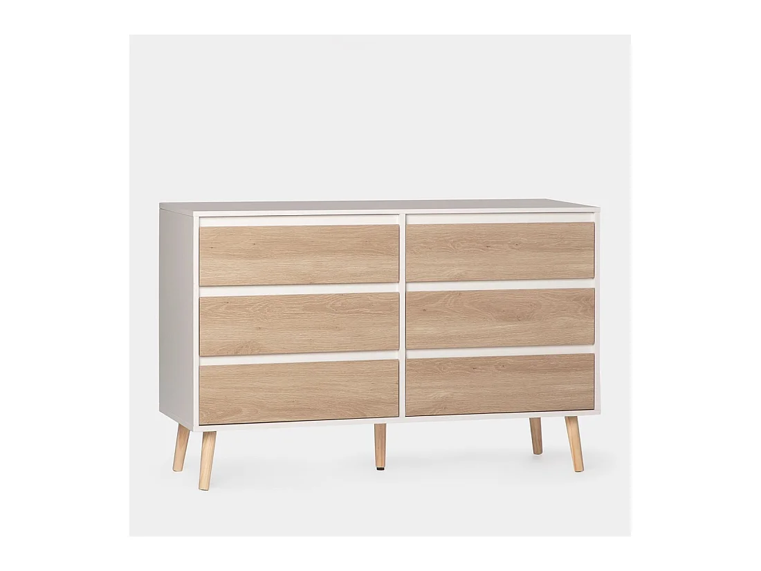 Commode double en laqué blanco-natural 120x76 cm-Kemi