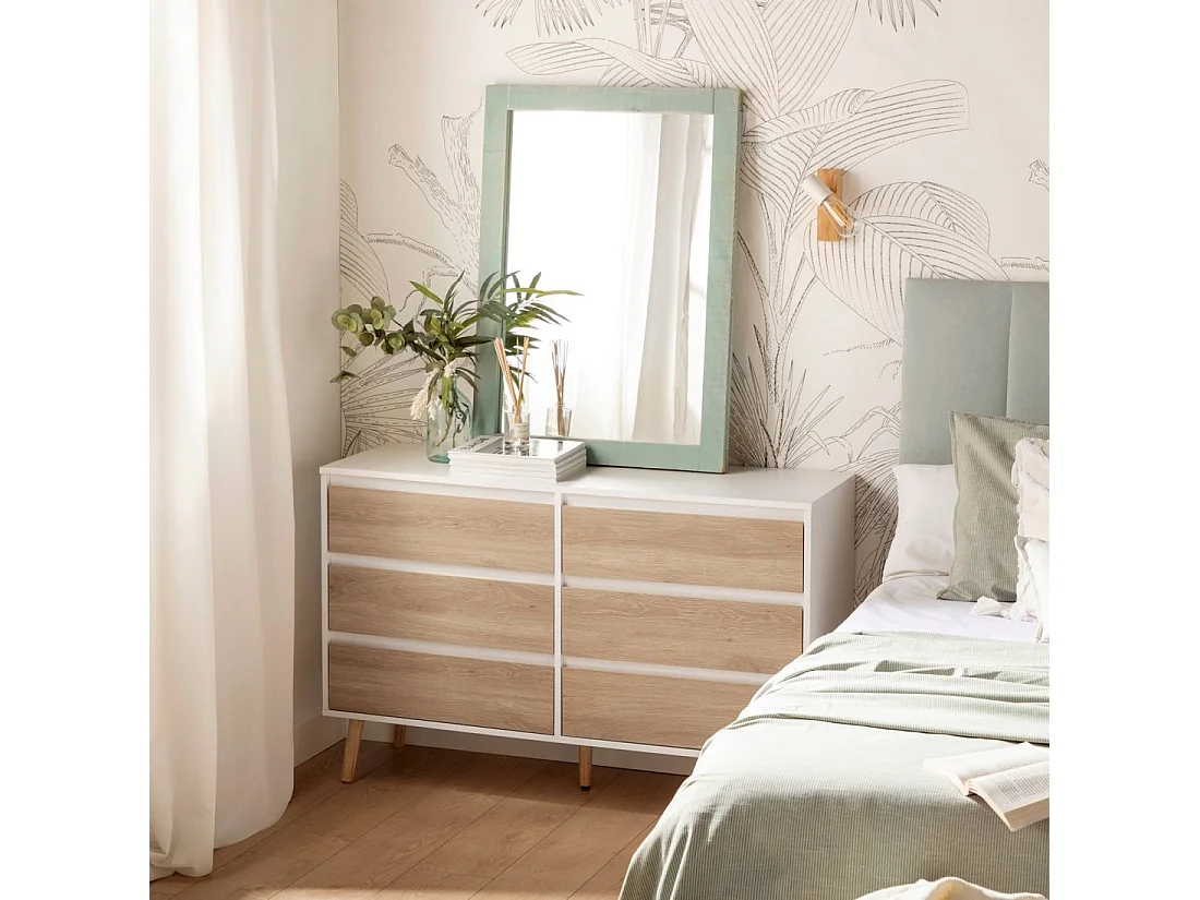 Commode double en laqué blanco-natural 120x76 cm-Kemi