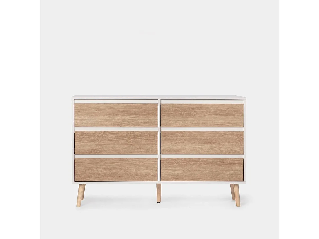 Commode double en laqué blanc naturel 120x76 cm-Kemi