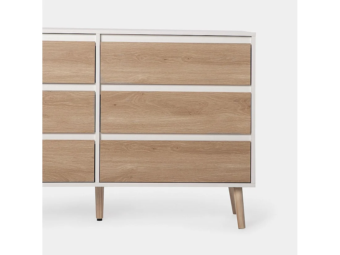 Commode double en laqué blanc naturel 120x76 cm-Kemi