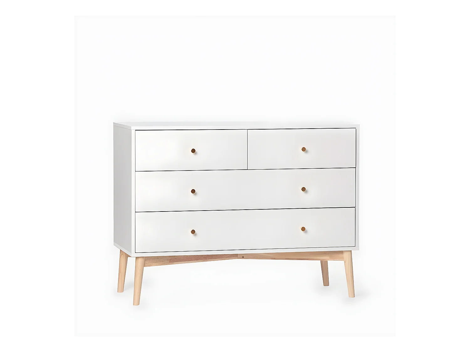 Commode en laqué blanc 100x76 cm-Vichy