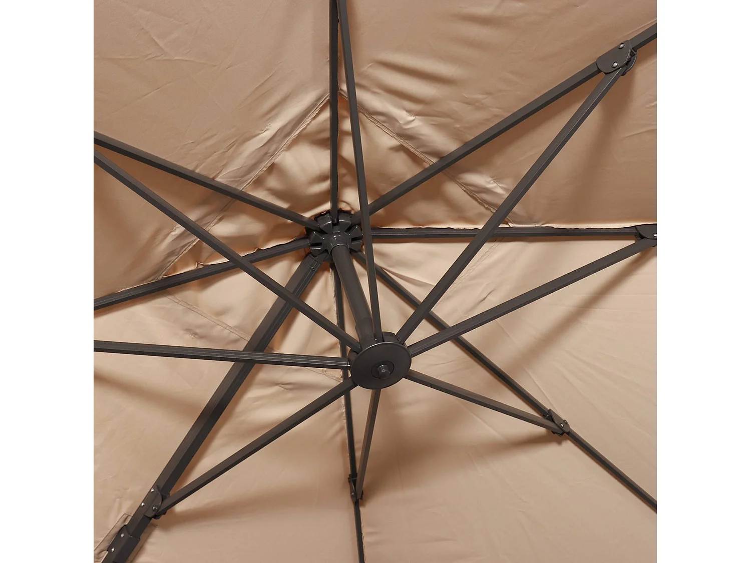 Ombrellone decentrato quadrato 3x3m + set di 4 piastrelle 50x50cm,