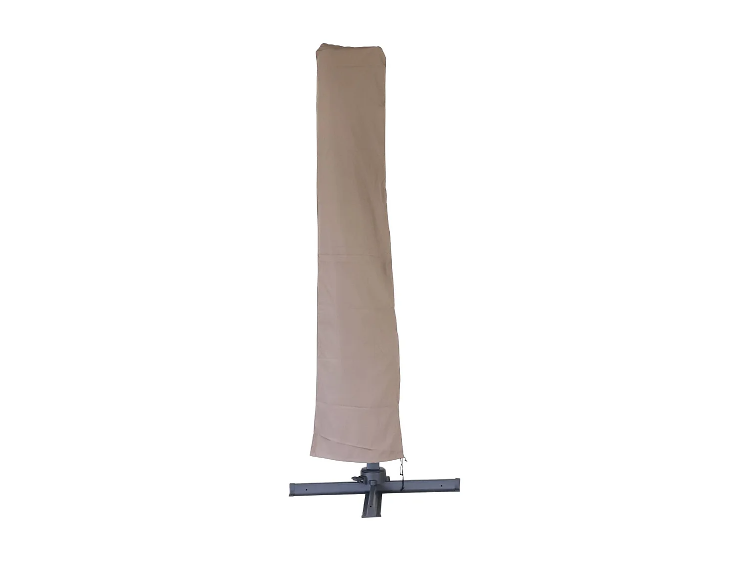 Parasol déporté carré taupe 3x3m structure grise + Lot de 4 dalles à lester 50x50cm