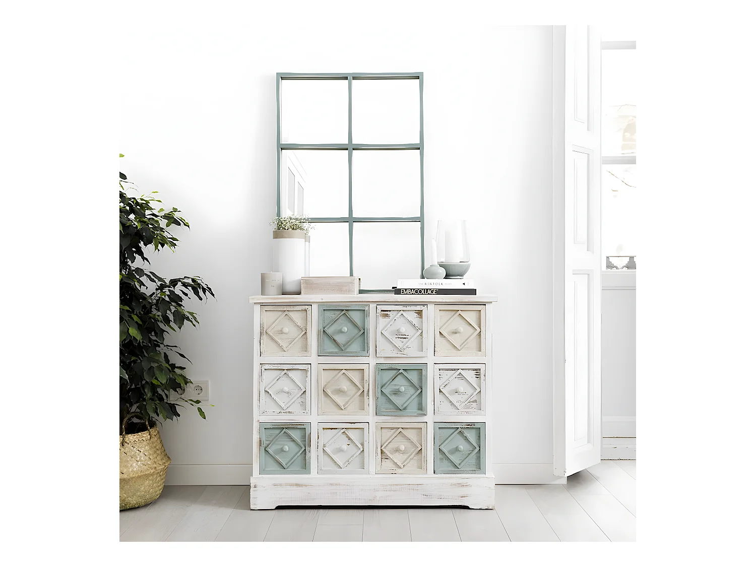 Commode bois menthe 77,5 cm x 91 cm-Square