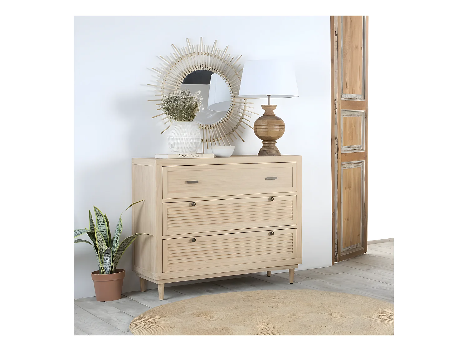 Commode en bois massif naturel 100x85