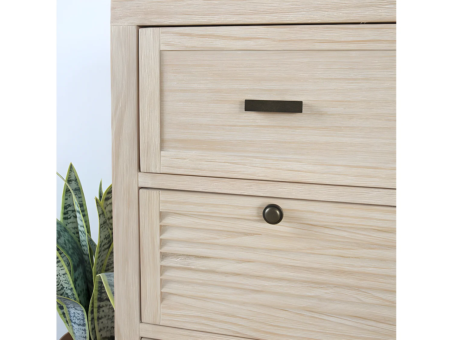 Comò legno massello, pannello in mdf e impiallacciatura  naturale 43x85