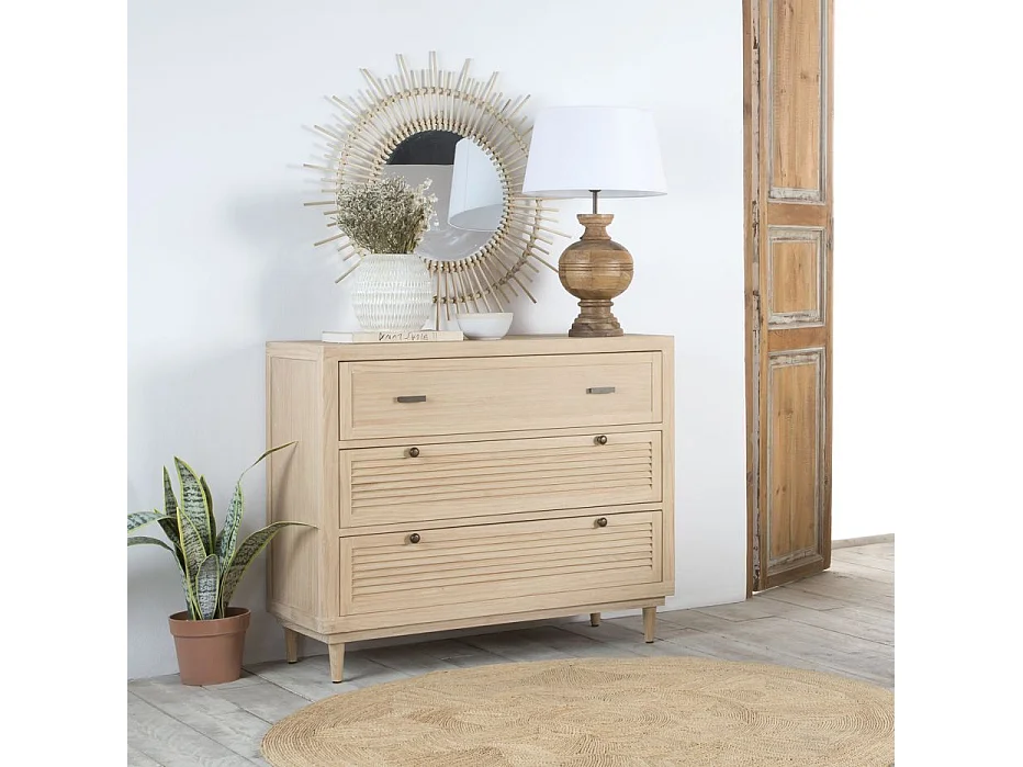 Commode en bois massif naturel 100x85