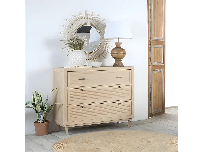 Commode en bois massif naturel 100x85