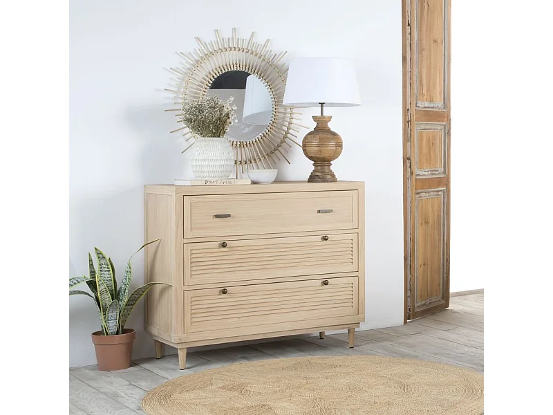 Commode en bois massif naturel 100x85