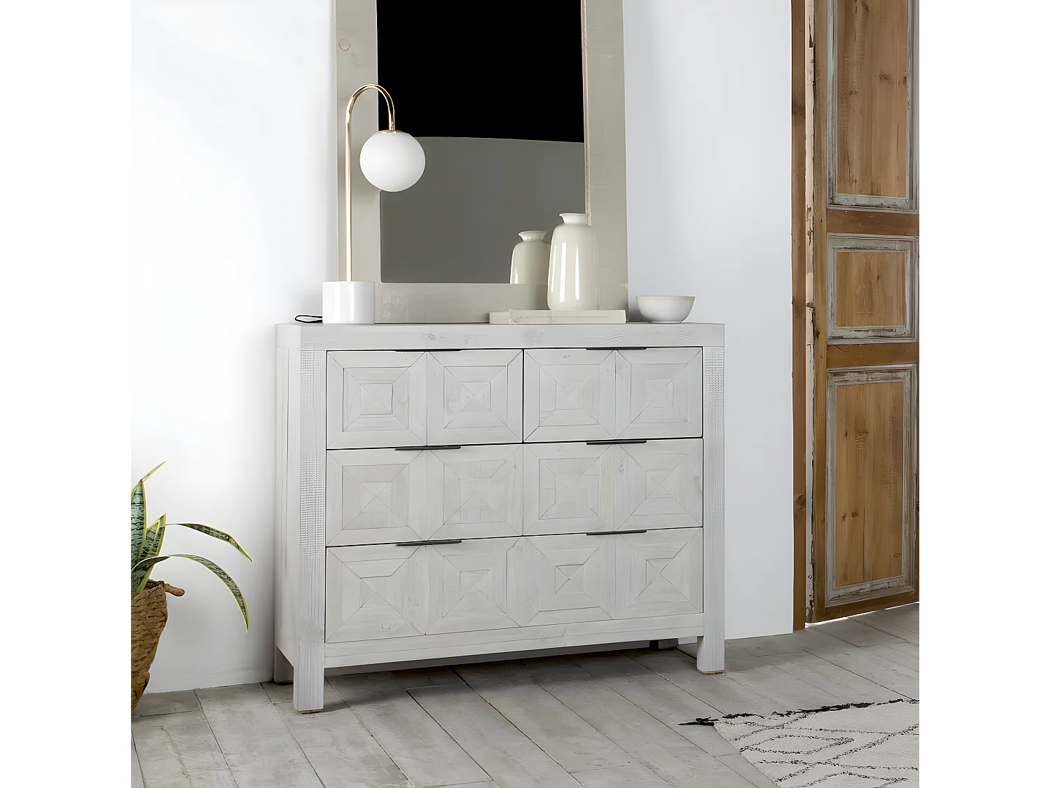 Comò legno massiccio di araucaria bianco 45x91