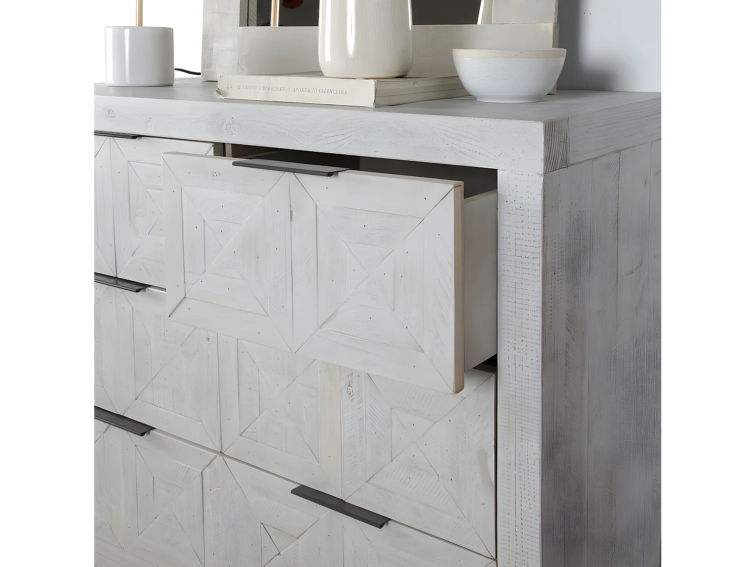 Comò legno massiccio di araucaria bianco 45x91