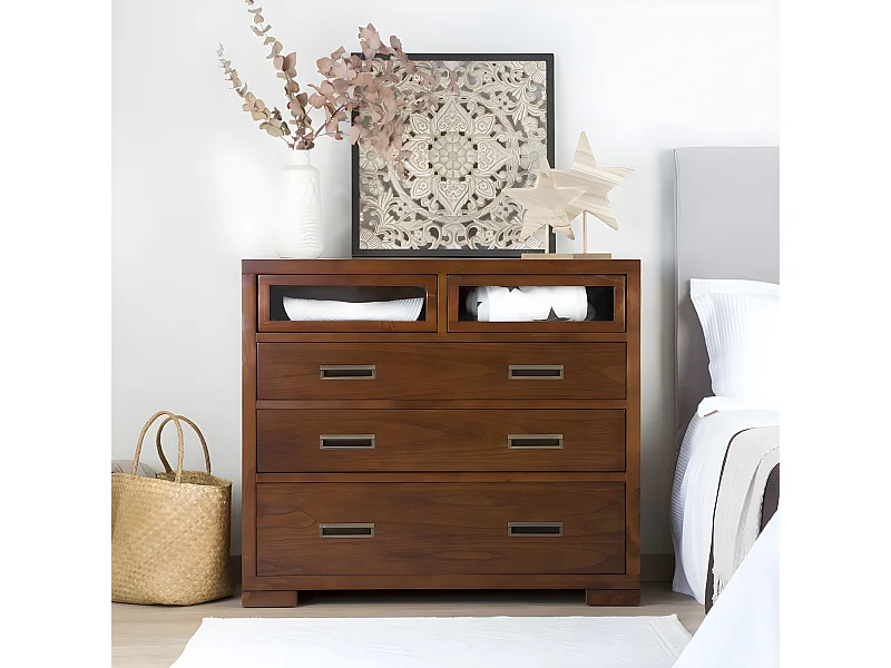 Comò legno massello e impiallacciatura naturale di mindi Tek 45x95