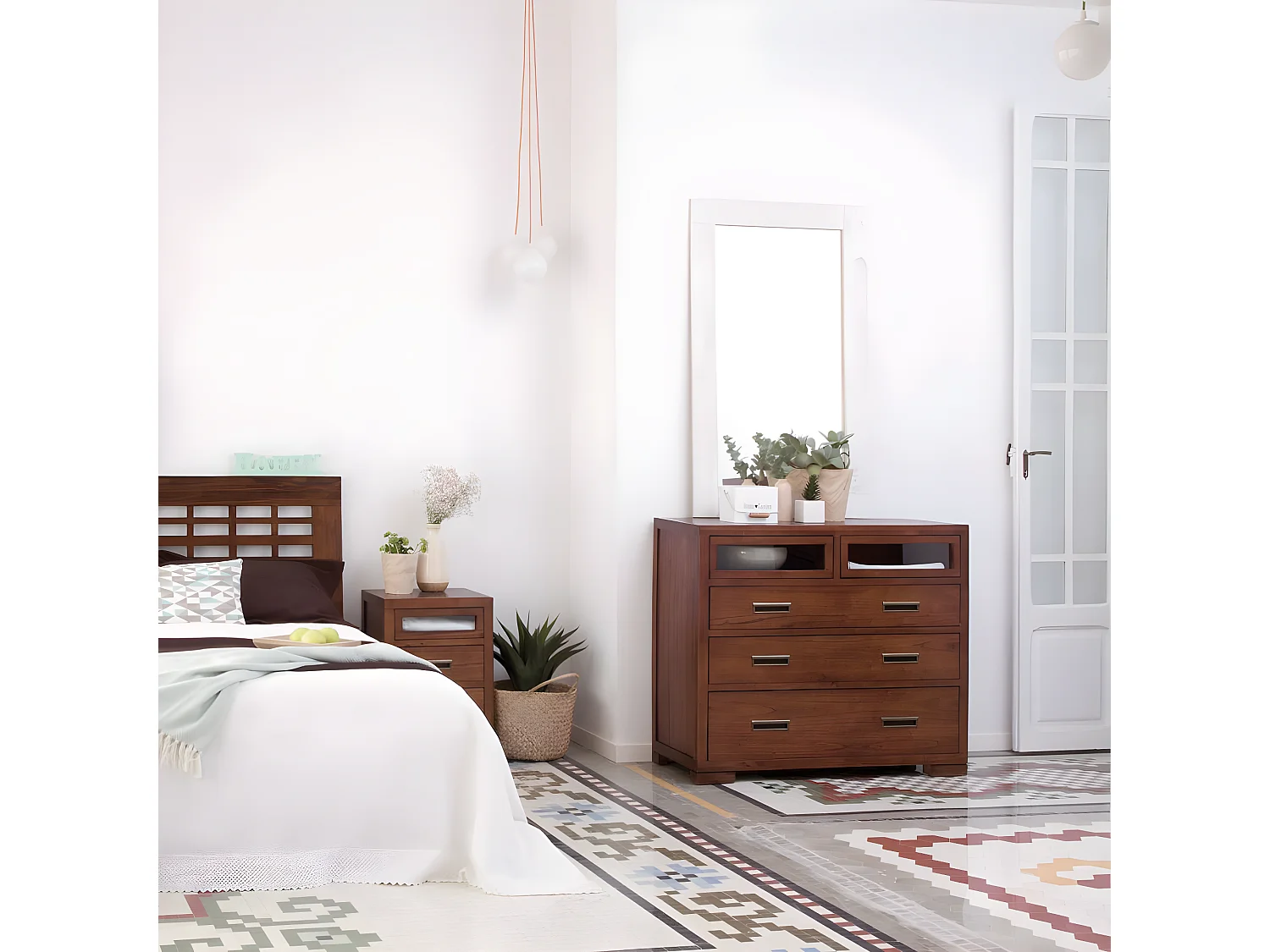 Comò legno massello e impiallacciatura naturale di mindi Tek 45x95