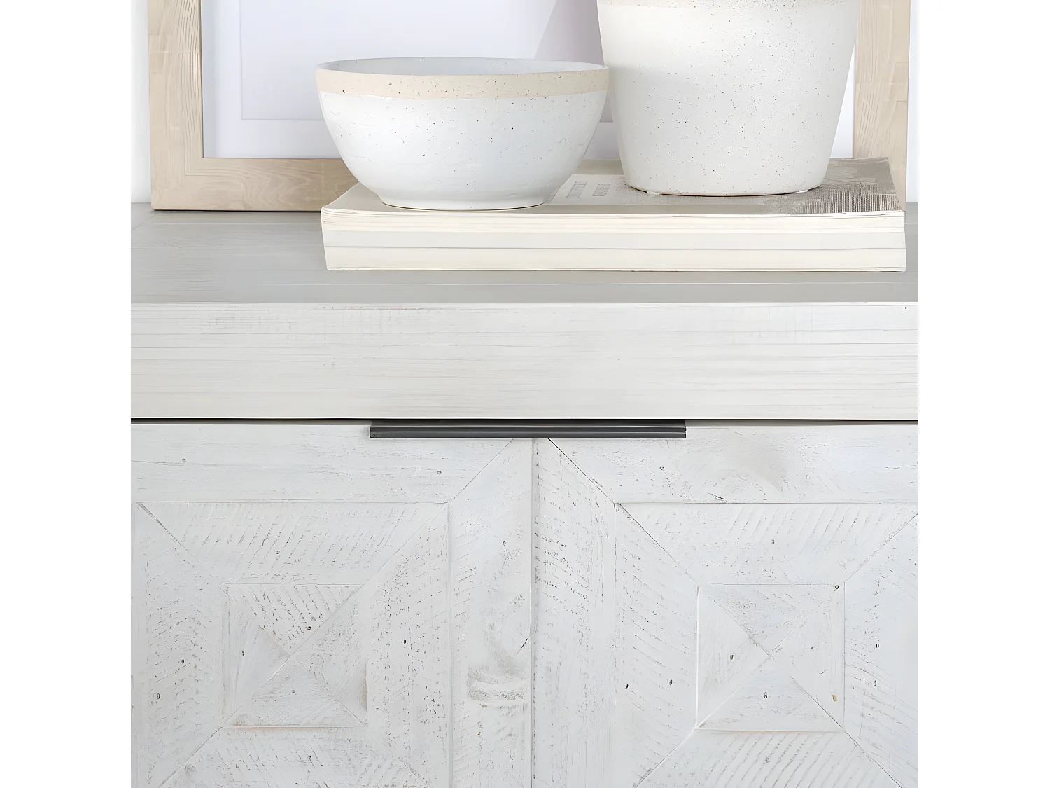 Chiffonnier en bois massif blanc 58x114