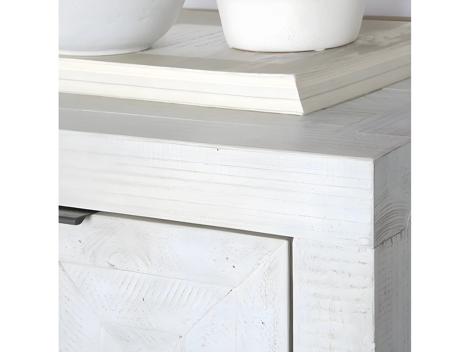 Chiffonnier en bois massif blanc 58x114