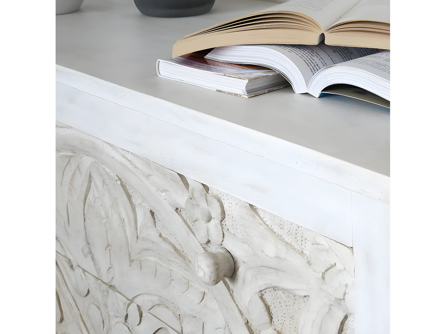 Commode en bois massif blanc 100x95