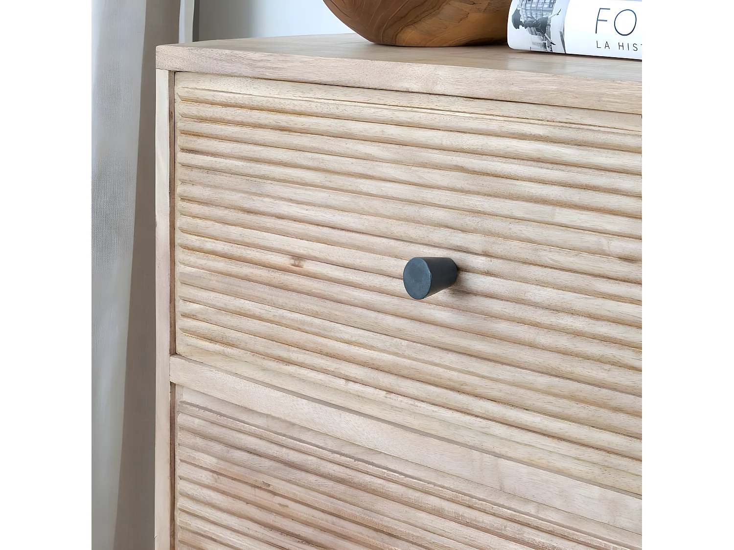 Cassettiera legno massiccio di mango naturale 45x107