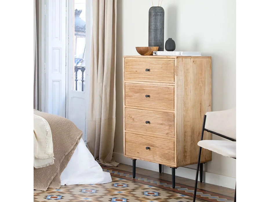 Cassettiera legno massiccio di mango naturale 45x107