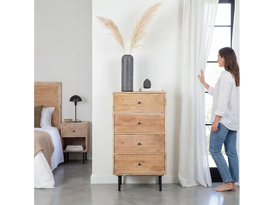 Cassettiera legno massiccio di mango naturale 45x107