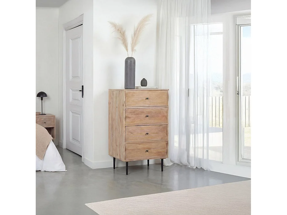 Cassettiera legno massiccio di mango naturale 45x107