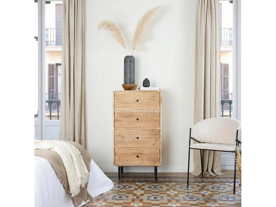 Cassettiera legno massiccio di mango naturale 45x107