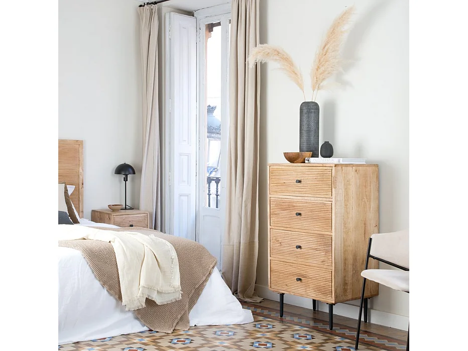 Cassettiera legno massiccio di mango naturale 45x107