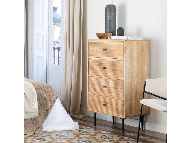 Chiffonnier en bois massif naturel 60x107