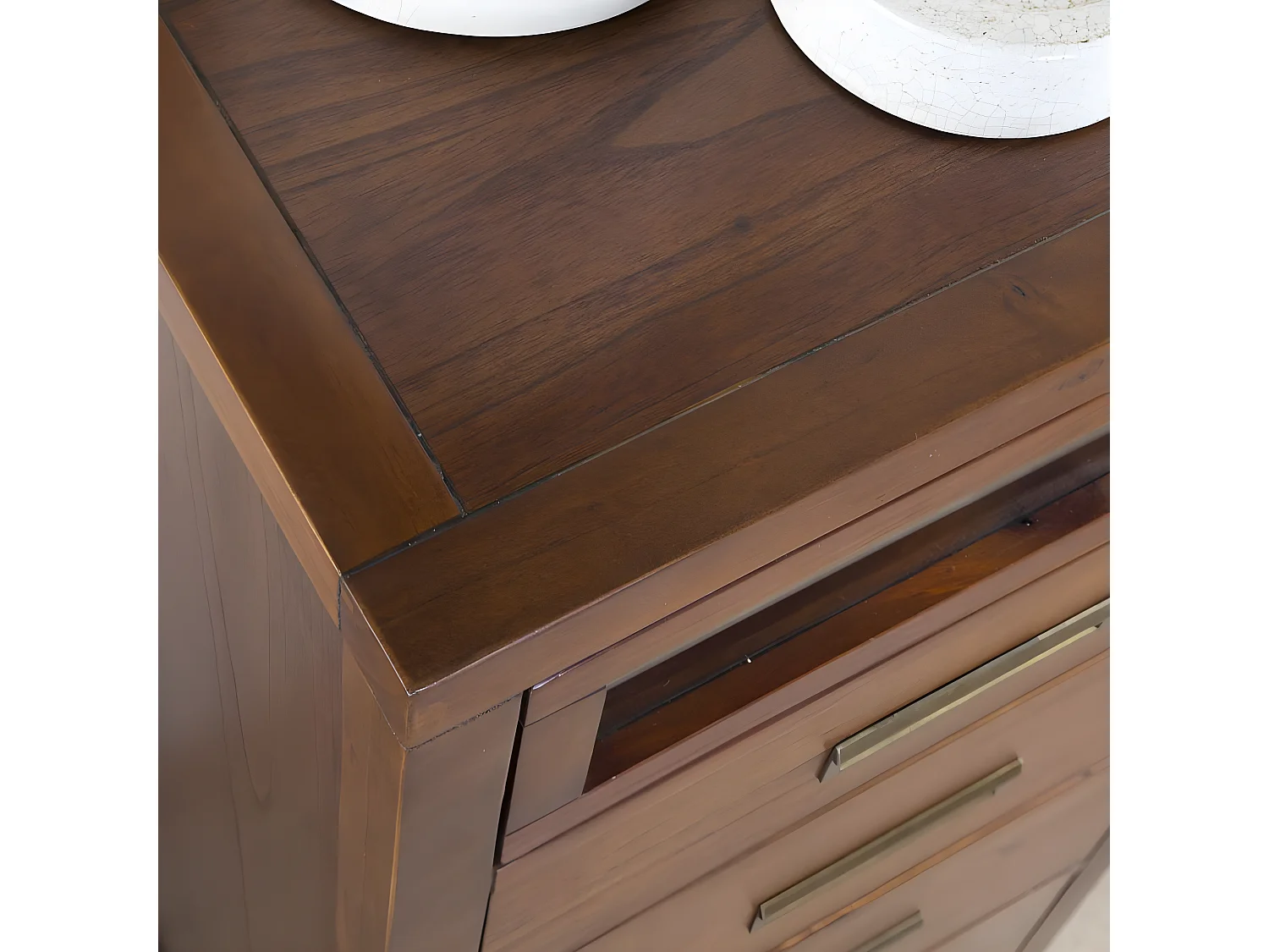 Cassettiera legno massello e impiallacciatura naturale di mindi Tek 44x125