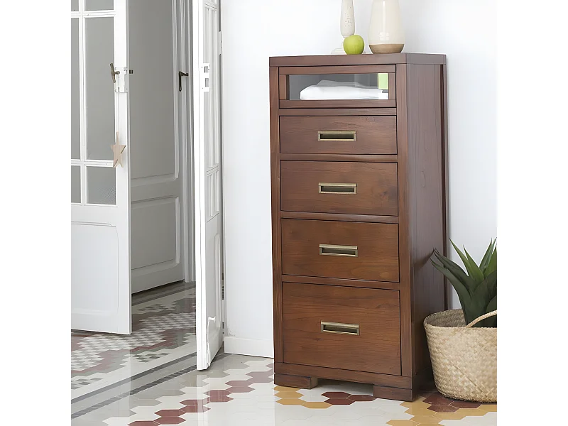 Chiffonnier en bois massif marron 55x125