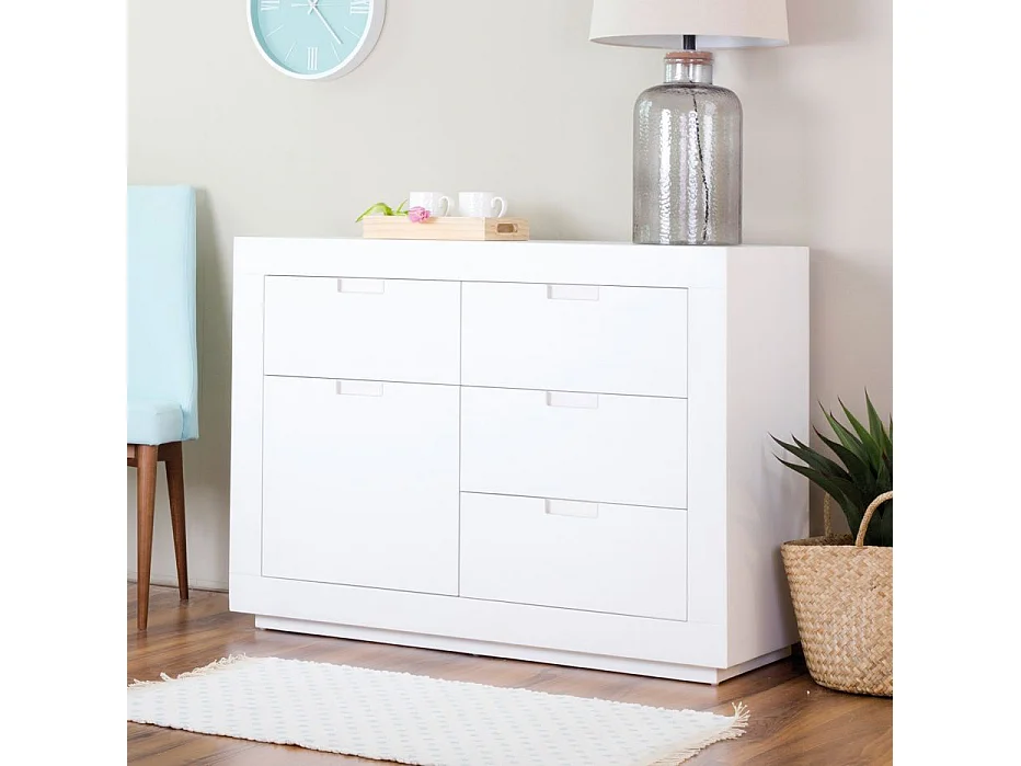 Comò legno massello e pannello in mdf bianco 43x85