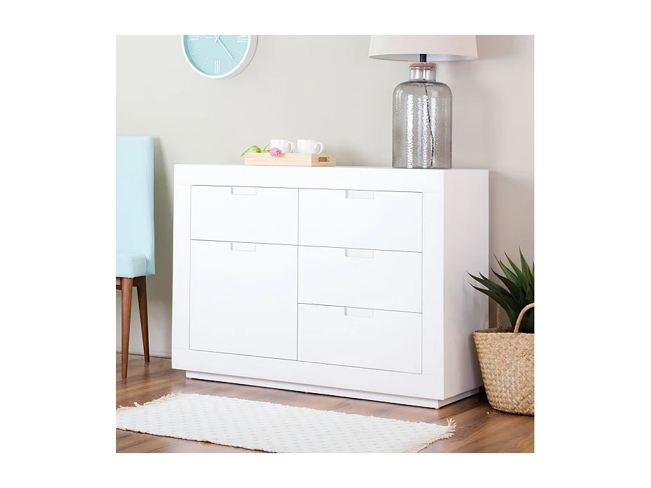 Commode en bois massif blanc 115x85