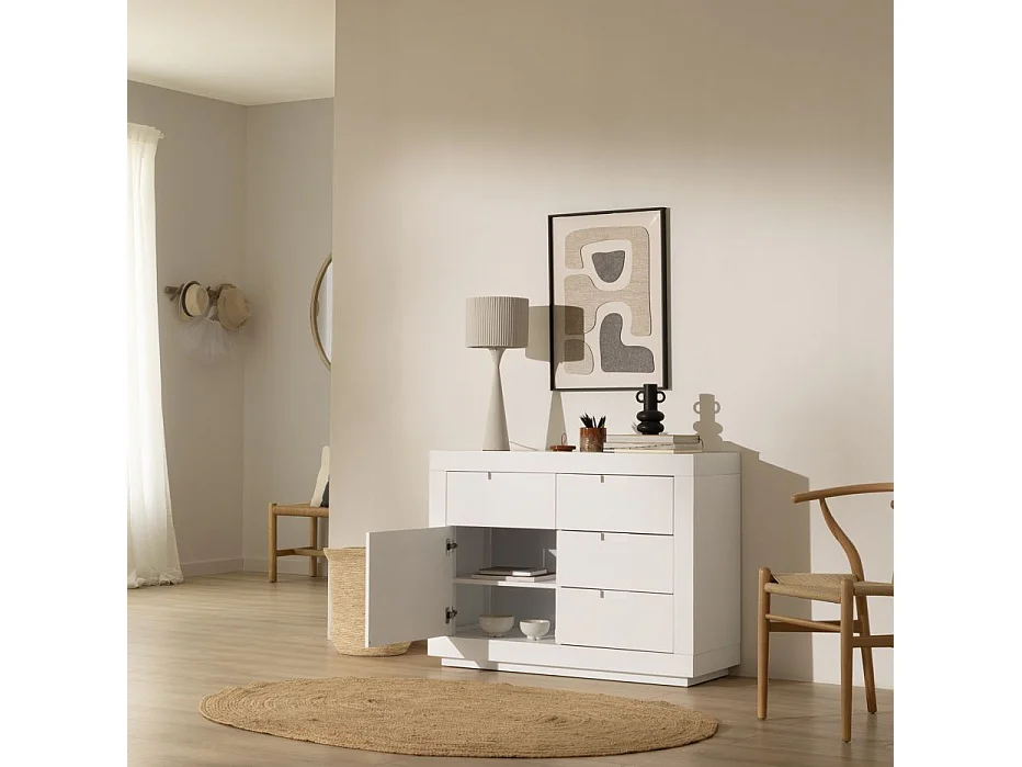 Comò legno massello e pannello in mdf bianco 43x85