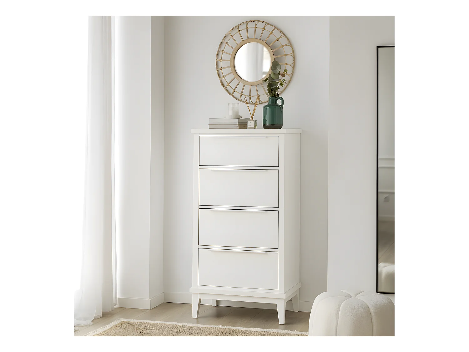 Chiffonnier effet bois blanc 68x128