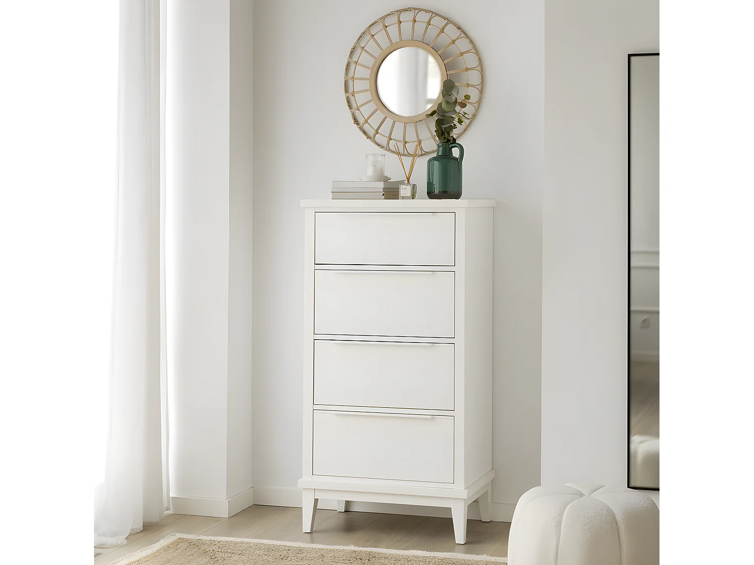 Chiffonnier effet bois blanc 68x128