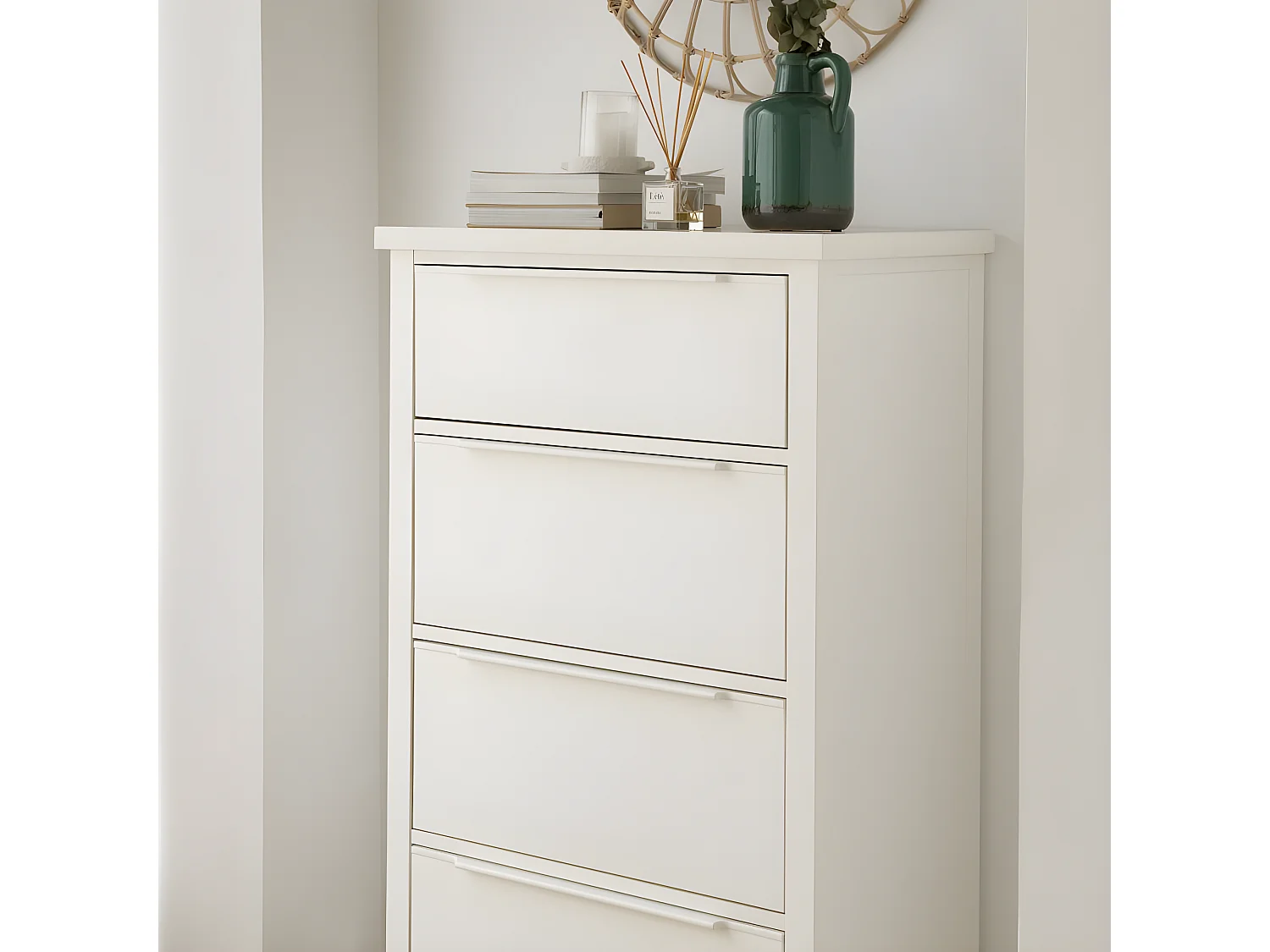 Chiffonnier effet bois blanc 68x128