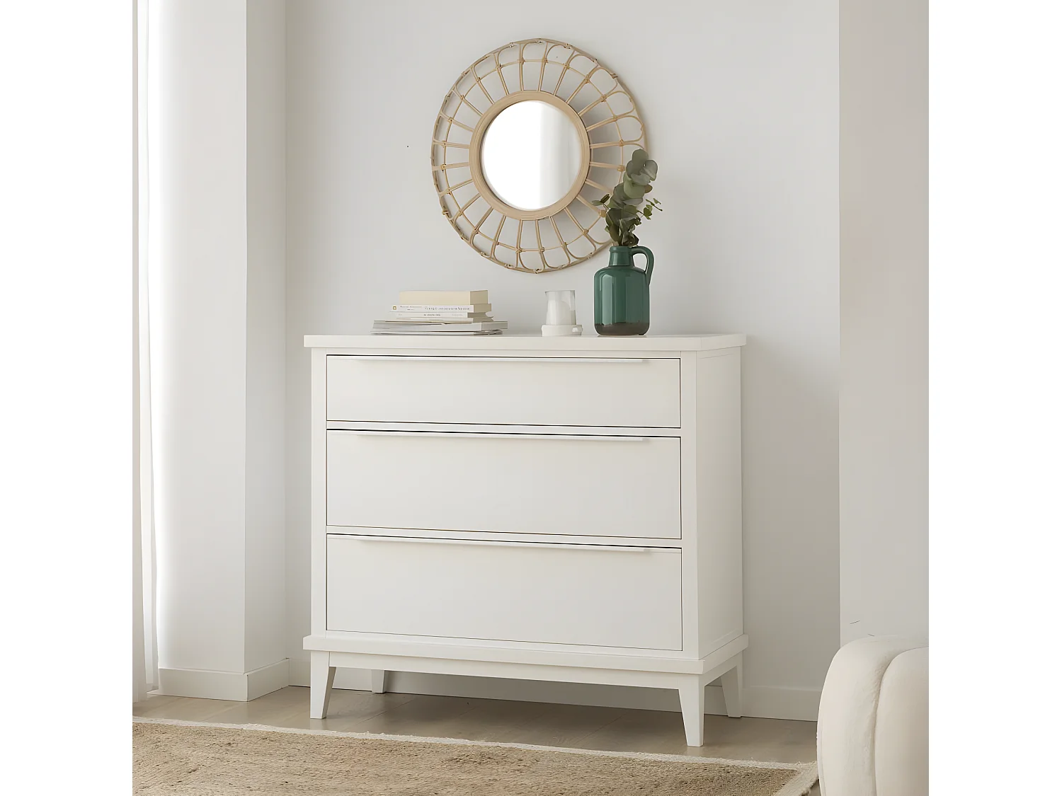 Commode effet bois blanc 103x95