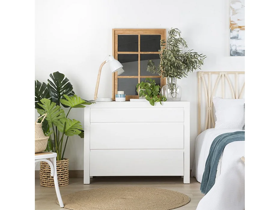 Commode en bois massif blanc 110x85