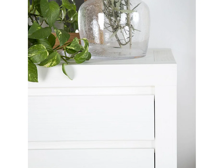 Commode en bois massif blanc 110x85