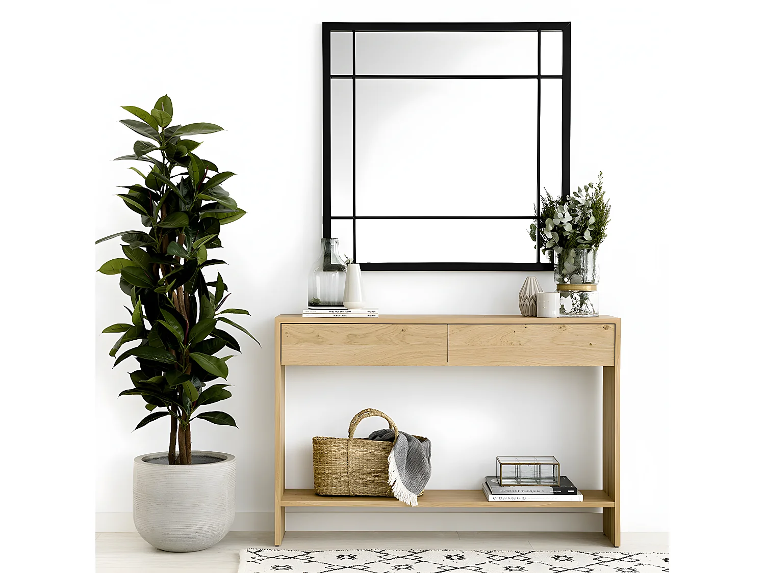 Miroir mural métal noir 90 cm x 90 cm-Moebe