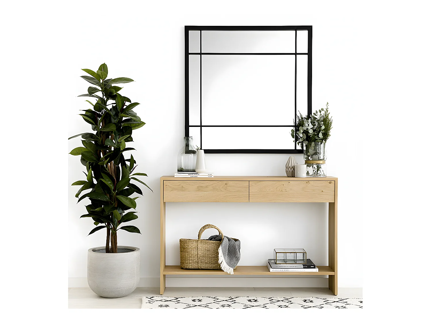 Miroir mural métal noir 90 cm x 90 cm-Moebe