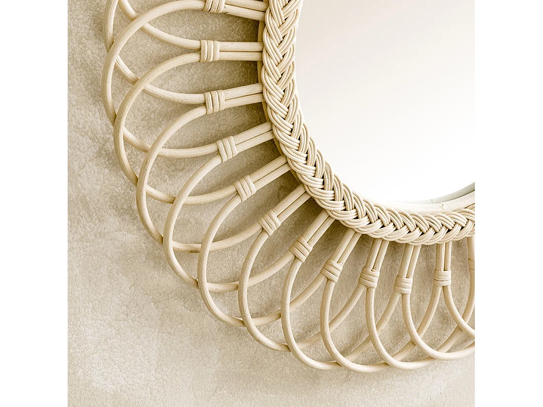 Miroir mural rotin  60 cm x 60 cm-Bantu