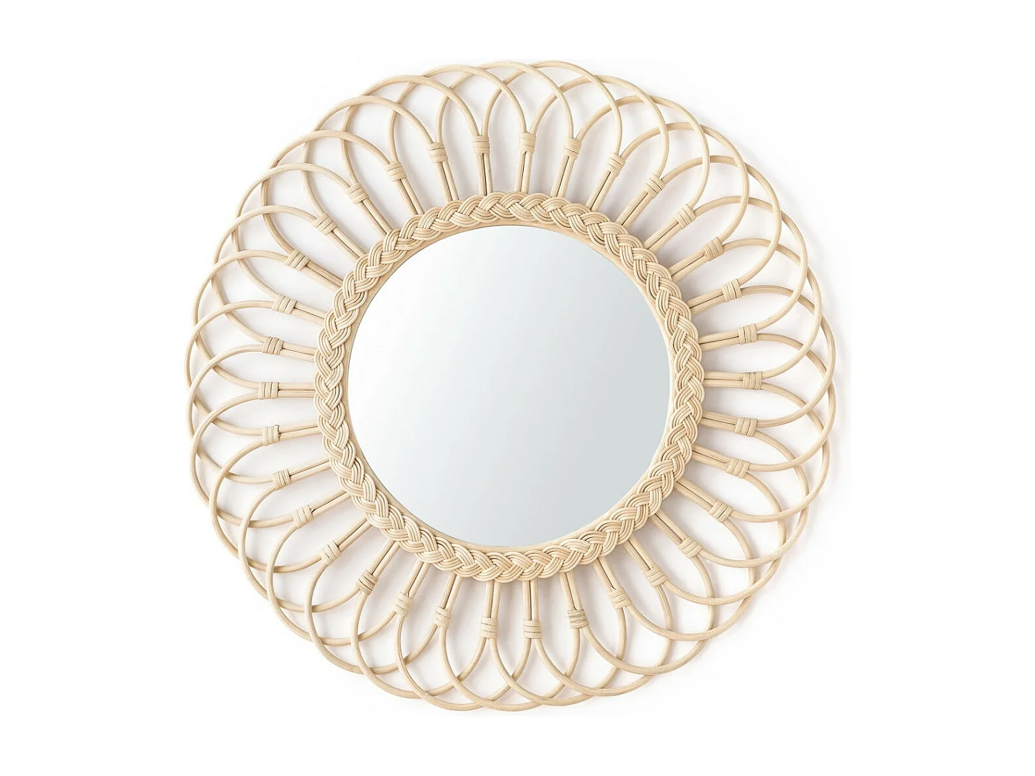 Miroir mural rotin  60 cm x 60 cm-Bantu