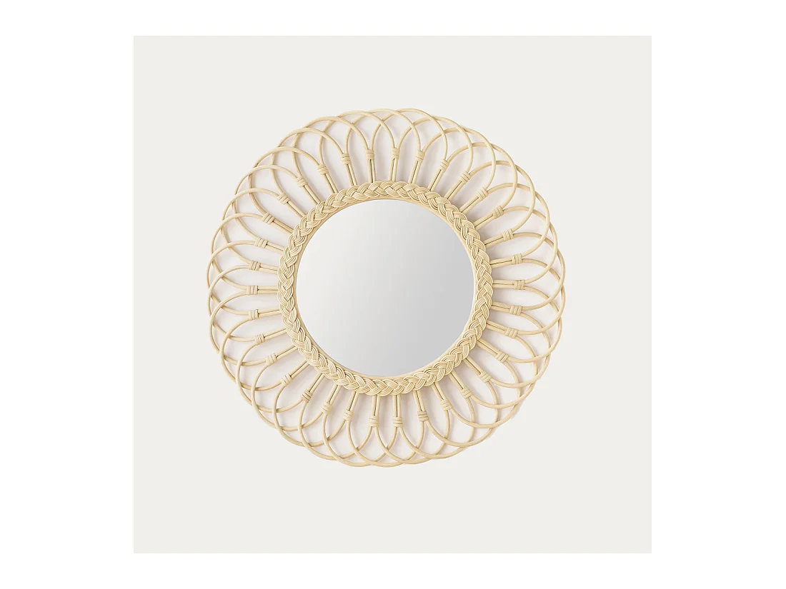 Miroir mural rotin  60 cm x 60 cm-Bantu