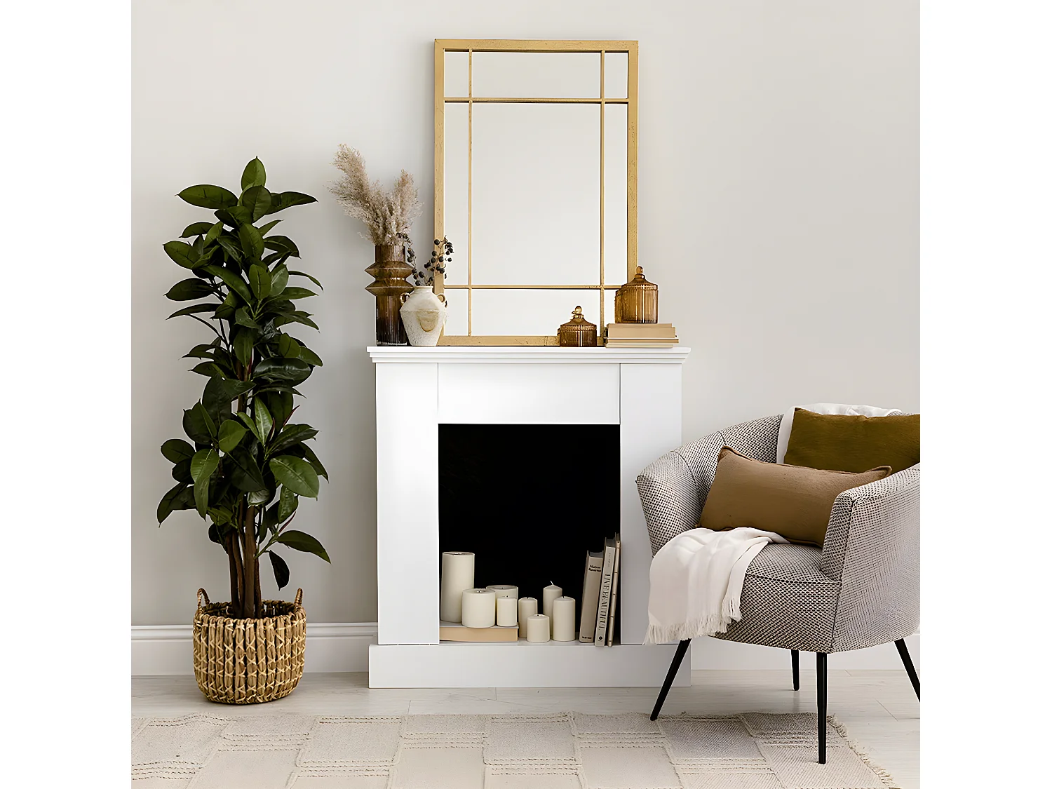 Miroir mural métal doré 90 cm x 60 cm-Moebe