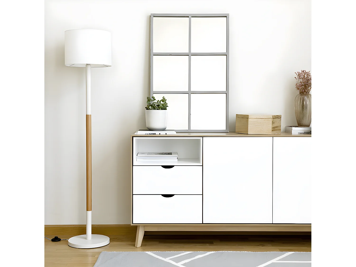 Miroir mural bois gris 90 cm x 60 cm-Soft