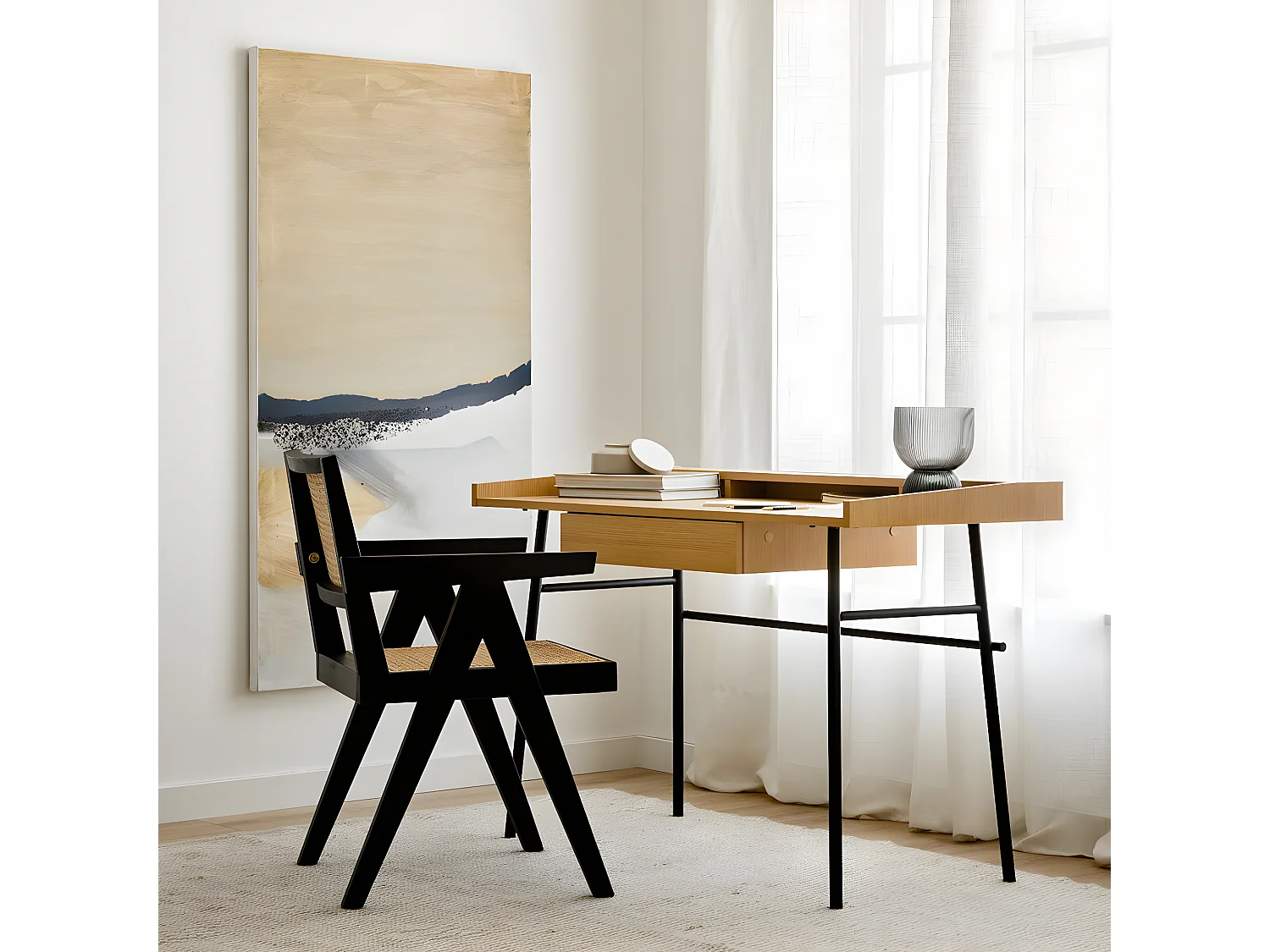 Bureau mélamine naturel 81 cm x 120 cm-Morris