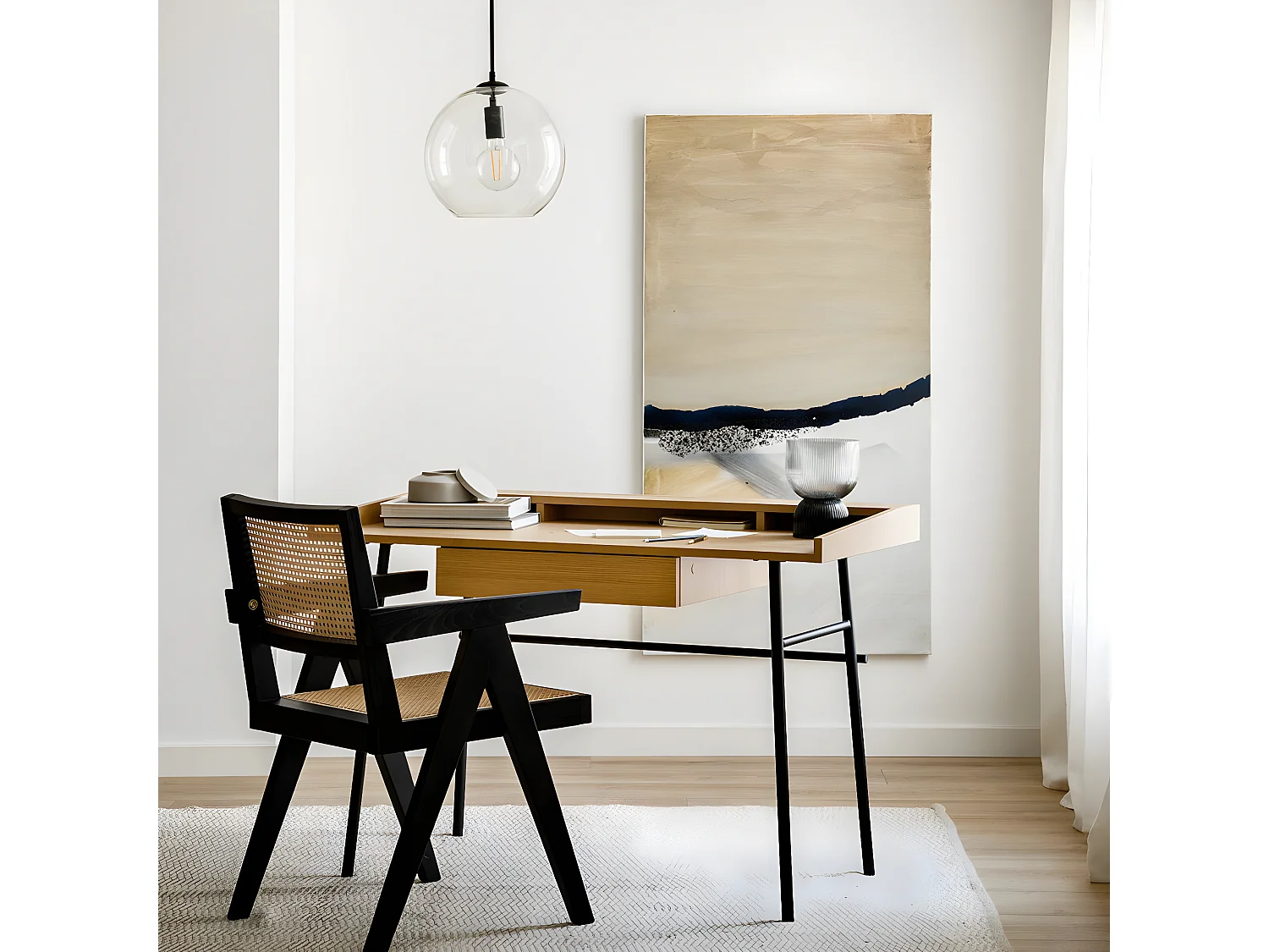 Bureau mélamine naturel 81 cm x 120 cm-Morris