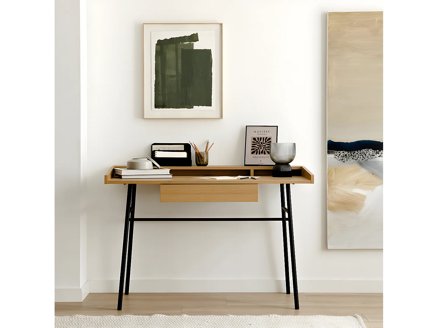 Bureau mélamine naturel 81 cm x 120 cm-Morris