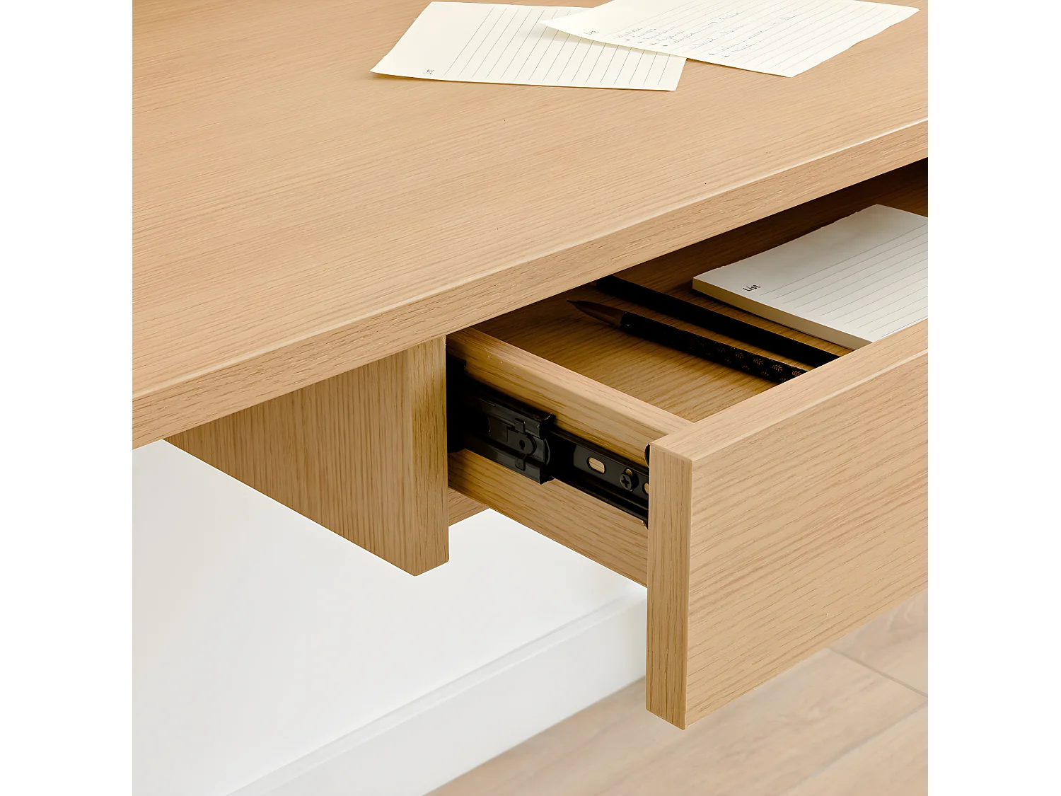 Bureau mélamine naturel 81 cm x 120 cm-Morris