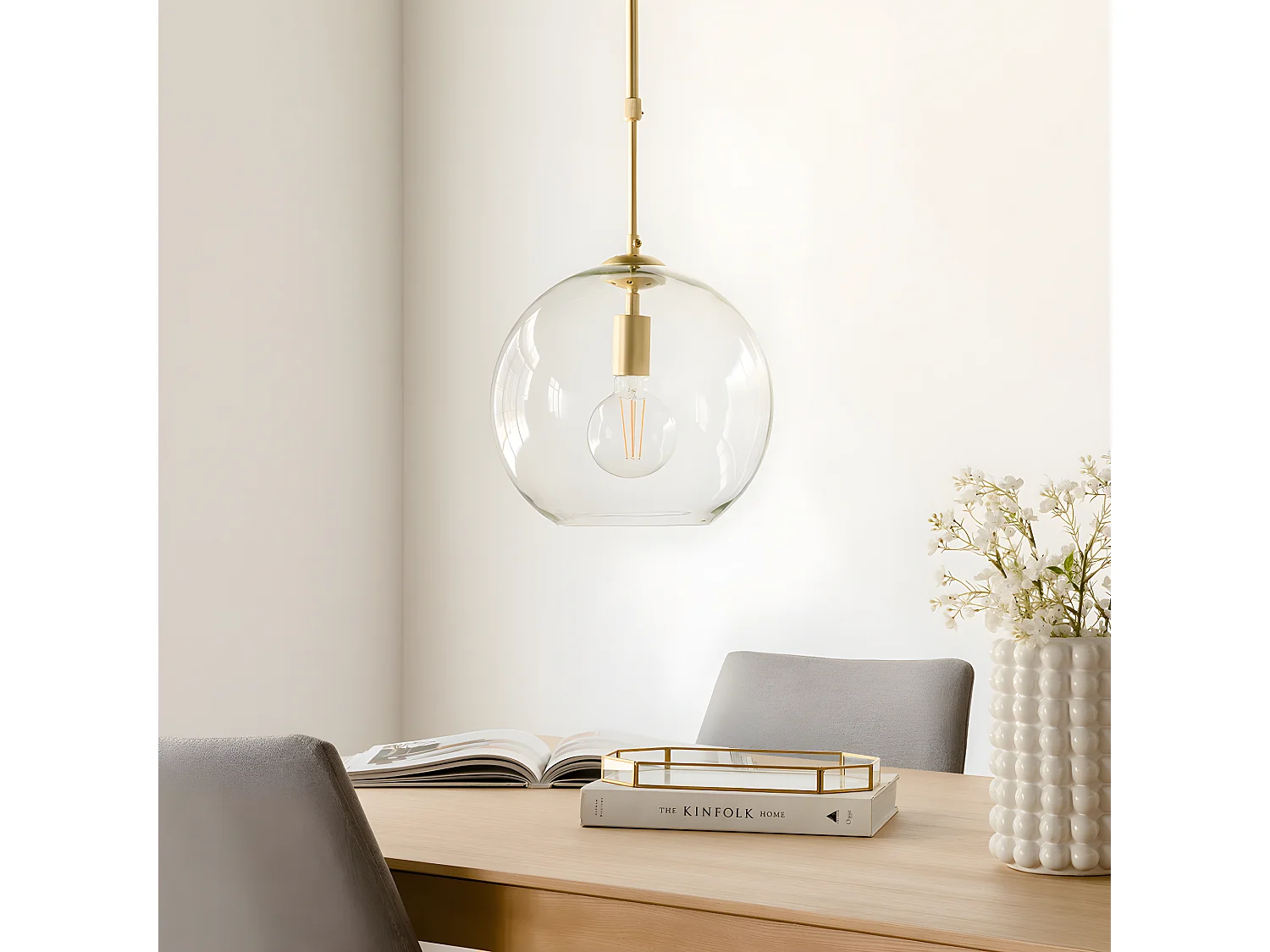 Lustre cristal doré 130 cm x 30 cm-Quinn